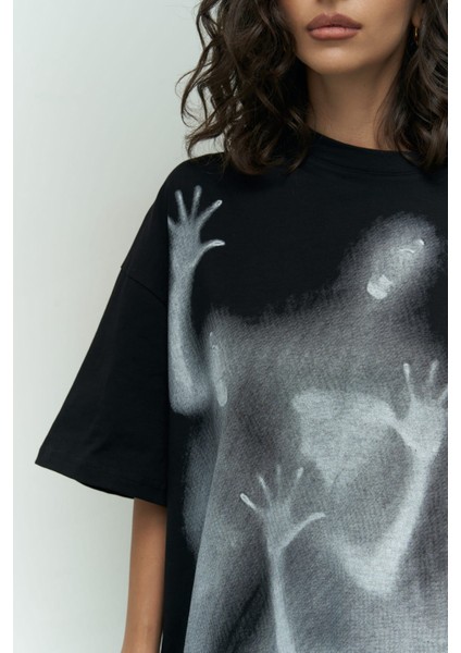 Collection Ghost Siyah Oversize T-Shirt