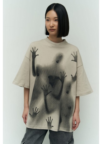 Collection Ghost Bej Oversize T-Shirt