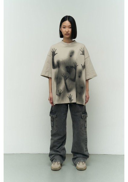 Collection Ghost Bej Oversize T-Shirt