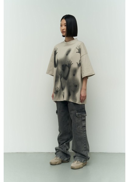 Collection Ghost Bej Oversize T-Shirt