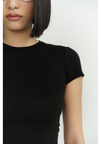 Toppin Siyah Penye Crop