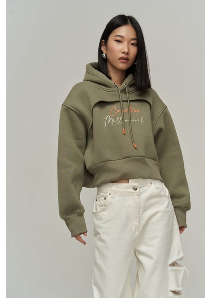 Collection Creative Soft Haki Crop Sweatshirt