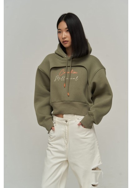 Collection Creative Soft Haki Crop Sweatshirt