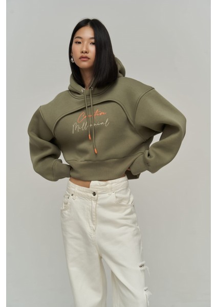 Collection Creative Soft Haki Crop Sweatshirt