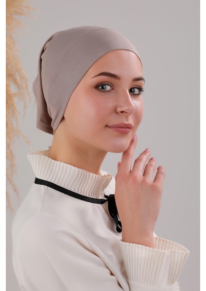 Tesettür Hazır Pratik Geçme Boru Bone Vizon