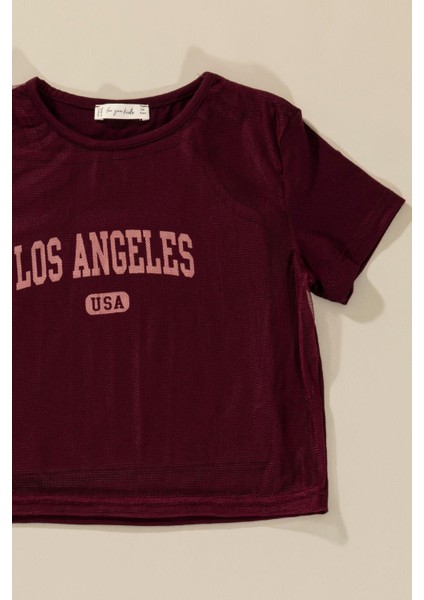 3'lü Los Angeles Baskılı Tshirt Atlet Tayt Bordo Takım indirimleri