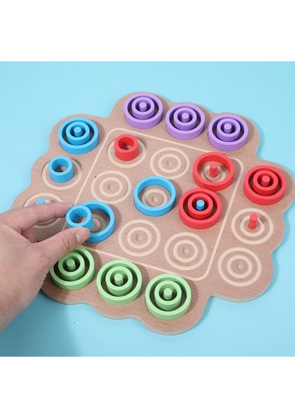 Eğlenceli Halka Satranç Tic-Tac-Toe Oyunu Çocuk Ebeveyn-Çocuk Interaktif Çift Savaş Masa Üstü Erken Eğitim Eğitici Oyuncak (Yurt Dışından)