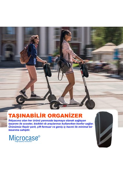 Microcase Taşınabilir Su Geçirmez 3 Bölmeli Geniş Iç Hacimli Flaşörlü Scooter Bisiklet Çantası AL4249 modelleri