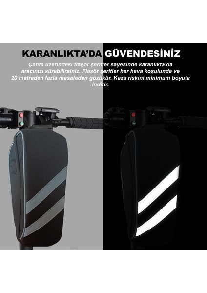 Microcase Taşınabilir Su Geçirmez 3 Bölmeli Geniş Iç Hacimli Flaşörlü Scooter Bisiklet Çantası AL4249 fırsatları