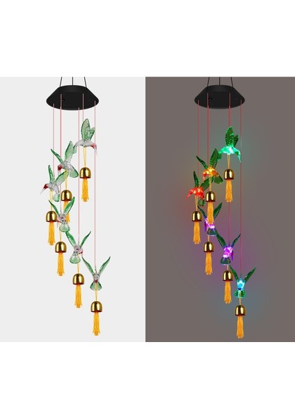 LED Güneş Işıklı Rüzgar Ahenge Çan Açık Su Geçirmez Avlu Villa Dekorasyon Renkli Rüzgar Ahenge Işık (Yurt Dışından)