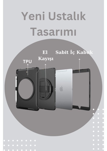 Qpen iPad Pro 11 Inç (2020) Uyumlu Hand Strap Tablet Kılıfı