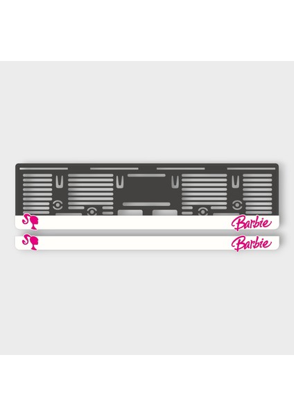 Barbie Beyaz 3D Kabartmalı Pleksi Araba Plakalığı