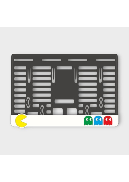 Pacman Beyaz 3D Kabartmalı Pleksi Motor Plakalığı - 2