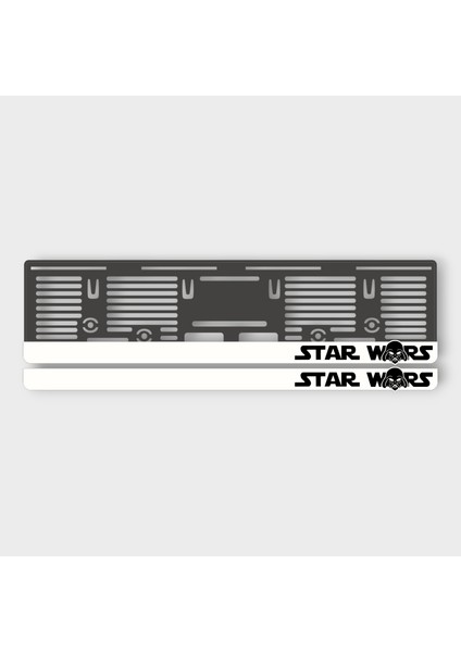 Star Wars Beyaz 3D Kabartmalı Pleksi Araba Plakalığı
