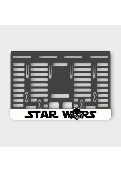 Star Wars Beyaz 3D Kabartmalı Pleksi Motor Plakalığı