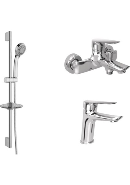 Tandem Banyo+Lavabo Bataryası ve Kale Raın S110 Sürgülü Duş Barı
