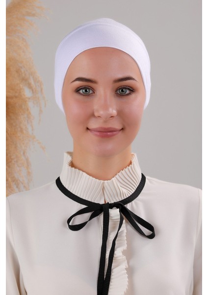 Tesettür Hazır Pratik Geçme Boru Bone Beyaz fiyatları