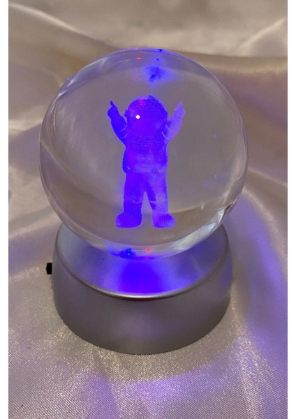 3D LED Işık Cam Küre Çok Işıklı Pilli Astronot 6 cm