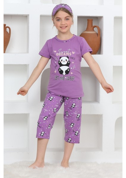 Kapi Kids Kız Çocuk Uyku Bantlı-Kaprili-Panda Baskılı Pijama Takımı 3-15 Yaş 6112-14