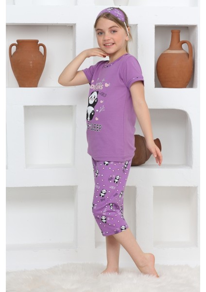 Kapi Kids Kız Çocuk Uyku Bantlı-Kaprili-Panda Baskılı Pijama Takımı 3-15 Yaş 6112-14