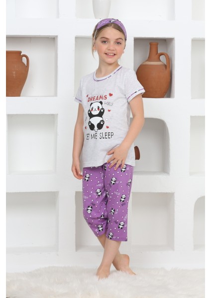 Kapi Kids Kız Çocuk Uyku Bantlı-Kaprili-Panda Baskılı Pijama Takımı 3-15 Yaş 6112-14