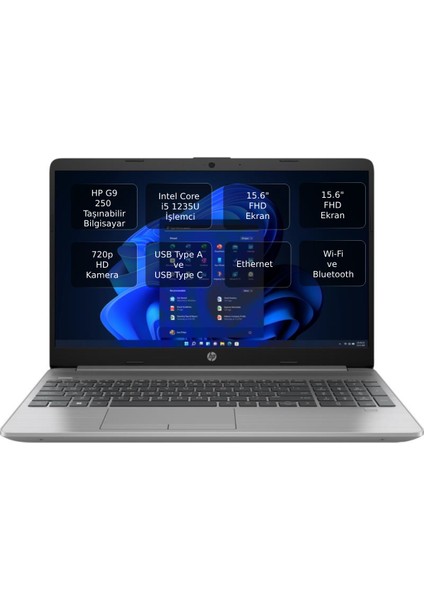 250 G9 Intel Core I5 1235U 32 GB 512 GB SSD 15.6" Fhd Windows 11 Pro Taşınabilir Bilgisayar 6Q8M5ES Wzo5