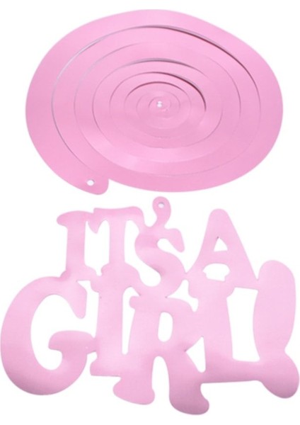It's A Boy - It's A Girl Yazılı Sarkıt Tavan Süsü Pembe