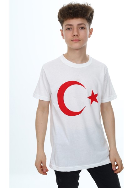 Angelos Girls Erkek Çocuk Atatürk Portreli ve Ayyıldız Baskılı 2'li T-Shirt 5-14 Yaş LX001