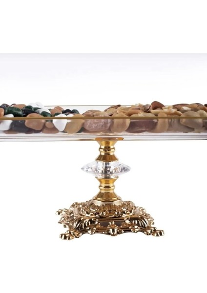 Döküm Ayaklı Gold Detaylı Sunumluk Baton Kayık Servis Tabağı modelleri