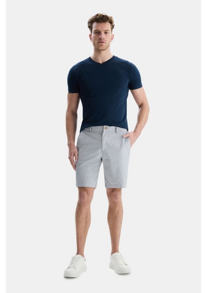 Palısades Gri Keten Düz Standard Fit Erkek Şort