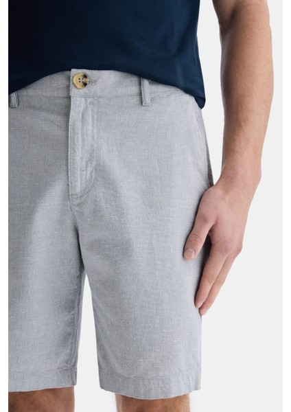 Palısades Gri Keten Düz Standard Fit Erkek Şort modelleri