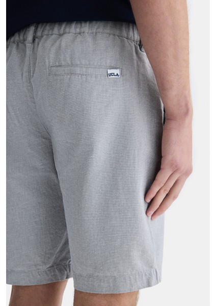 Palısades Gri Keten Düz Standard Fit Erkek Şort indirimleri