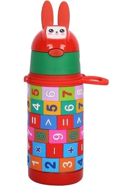 Rubik Küp Tavşan Termoslu Pipetli Zıplayan Bardak Hediye Bardağı (Yurt Dışından)