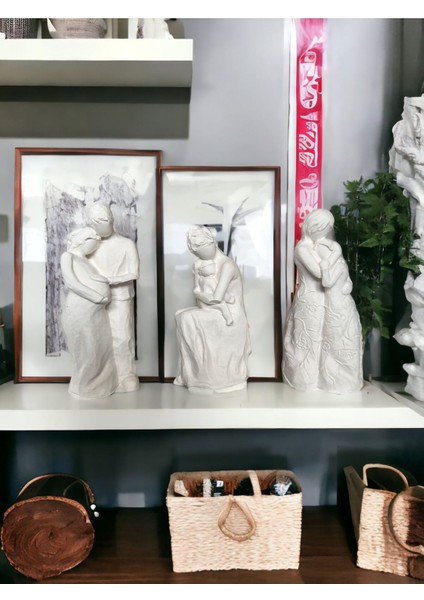 Hamile, Anne Bebek, Anne Çocuk Biblo & Ev Dekorasyon 8 cm Taş Tozu Biblo