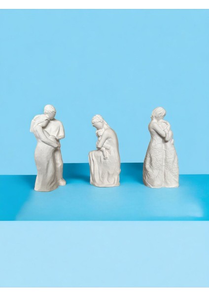 Hamile, Anne Bebek, Anne Çocuk Biblo & Ev Dekorasyon 8 cm Taş Tozu Biblo