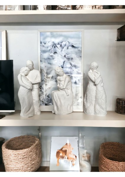 Hamile, Anne Bebek, Anne Çocuk Biblo & Ev Dekorasyon 8 cm Taş Tozu Biblo