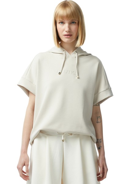Nautıca Kadın Beyaz Relaxed Fıt Kısa Kollu Sweatshırt 45K500T.12M
