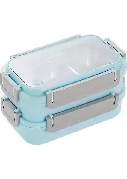 Lunch Box 1200 ml Iki Kat Üç Bölme Paslanmaz Çelik-Metal KAŞIKLI-FFLBOX2215