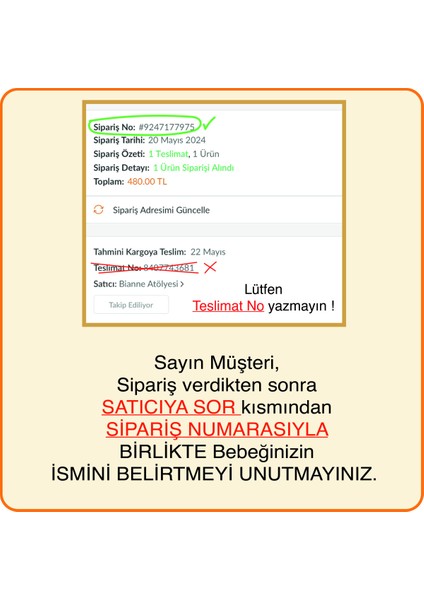 Isimli 10'lu Turuncu Kulaklı Bebek Hastane Çıkış Seti Pamuk Organik Hastane Çıkışı