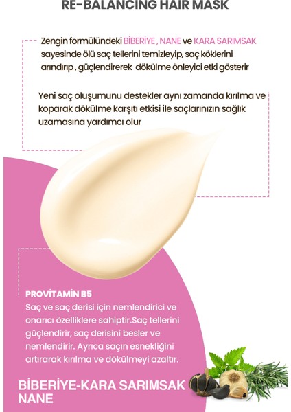 Dökülme Önleyici Güçlendirici Destekleyici Biberiye, Kara Sarımsak Saç Maskesi 220 Ml fırsatları