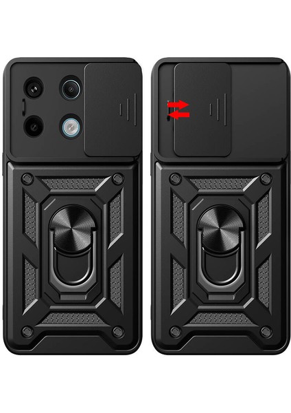 Xiaomi Redmi Note 13 Pro 5g ile Uyumlu Kılıf Magnetik Standlı Kamera Korumalı Sürgülü Kapak