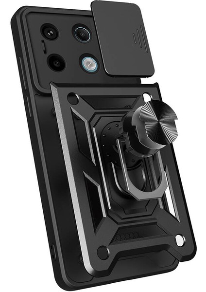 Xiaomi Redmi Note 13 Pro 5g ile Uyumlu Kılıf Magnetik Standlı Kamera Korumalı Sürgülü Kapak