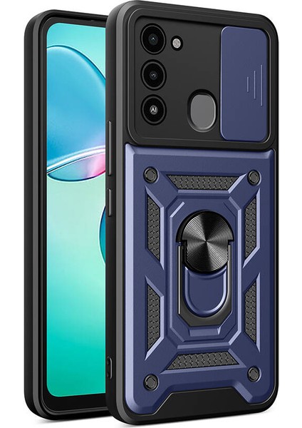 Tecno Spark 8c ile Uyumlu Kılıf Magnetik Standlı Kamera Korumalı Sürgülü Kapak