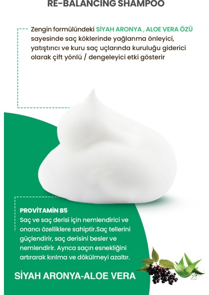 Sebum Dengeleyici Yağlanma Karşıtı Siyah Aronya Üzümü Aleo Vera Özlü Kök Güçlendirici Şampuan 400 Ml modelleri