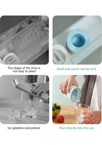 Kapaklı Silikon Buz Kovası Bardak Kalıbı Buz Küpü Kalıp Buz Tepsileri Dondurulmuş Kokteyl Viski Içecekleri Için Buz Yapıcı Kutusunu Hızla Dondurun (Yurt Dışından) fiyatları