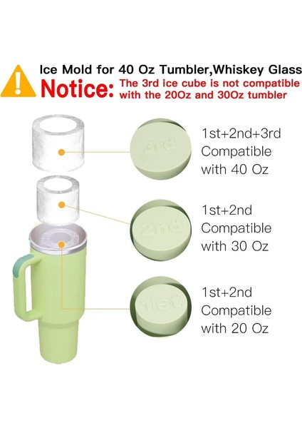 Buz Küpü Tepsi Tumbler 3 Adet Silikon Içi Boş Silindir Kapaklı Buz Kalıbı ve Dondurucu Buzlu Içecek Viski Uyumlu (Yurt Dışından)