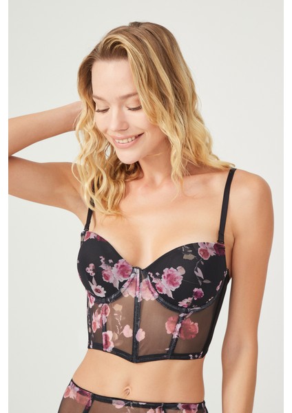 Çiçekli Korse Sütyen Takımı fiyatları