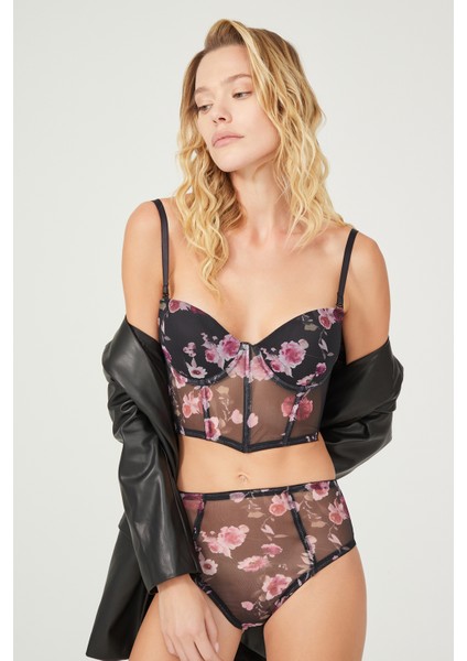 Çiçekli Korse Sütyen Takımı modelleri