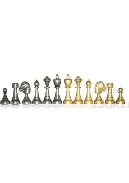 Staunton Metalden Yapılmış, Damgalanmış Satranç Taşları - Re: Ht. 7,5 Cm - Çap. Cm 2,5