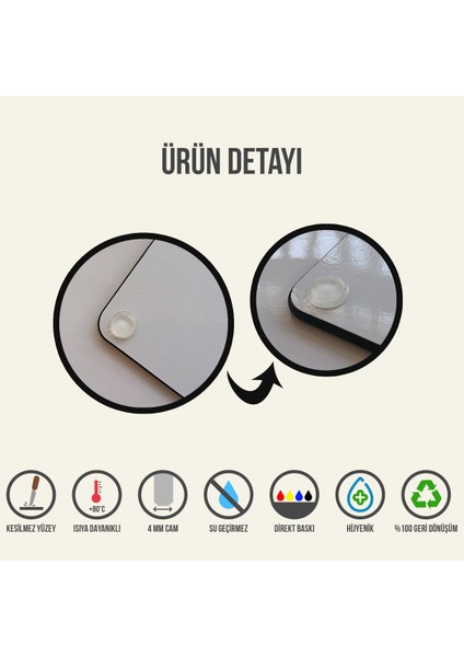 Cam Kesme Tahtası - Cam Kesme Tablası | Krem Ekose Desen | Çap 32cm modelleri